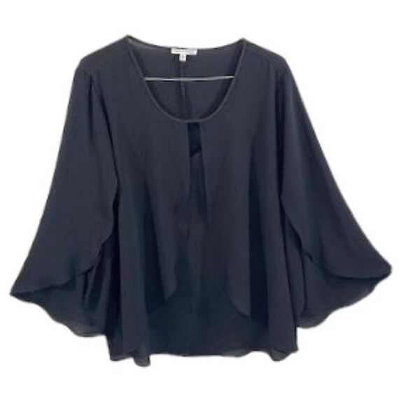 Notations Blouse Top Size 3X Chiffon Black NWOT - Picture 1 of 14